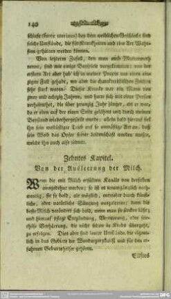 Zehntes Kapitel. Von der Ausleerung der Milch
