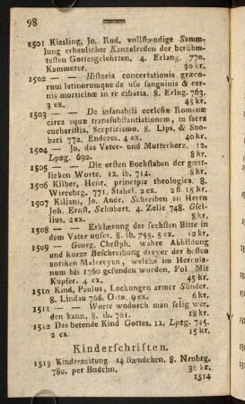 98-125, Kinderschriften.