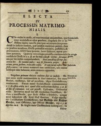Electa IV. Processus Matrimonialis.