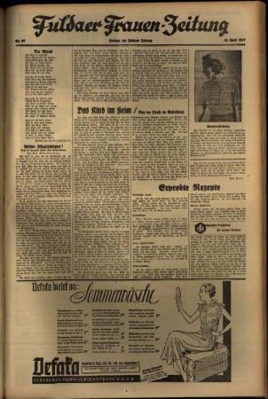 Zweite Ausgabe vom Mittwoch, den 28. April 1937.