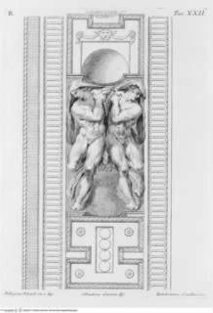 "Le Pitture di P. Tibaldi e di N. Abbati esistenti nell ' Instituto di Bologna. Descritte ed illustrate da G. P. C. Zanotti". Venedig 1756, Ignudi (Taf. XXII)