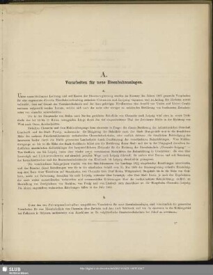A. Vorarbeiten für neue Eisenbahnanlagen