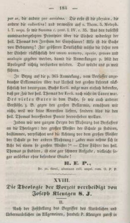 184-190 Die Theologie der Vorzeit vertheidigt von Joseph Kleutgen S.J. : Fortsetzung