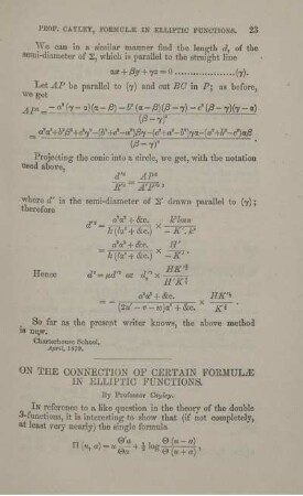 On the Connection of Certain formulae in elliptic functions.