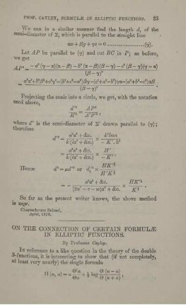 On the Connection of Certain formulae in elliptic functions.