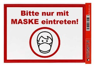 Warnaufkleber "Bitte nur mit Maske eintreten"