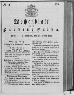 No. 12, Ausgabe vom 23. März 1839