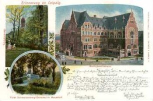 Erinnerung an Leipzig: Scherbelberg, Buchgewerbehaus, Fürst Schwarzenberg-Denkmal in Meusdorf