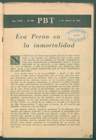 Eva Perón en la inmortalidad