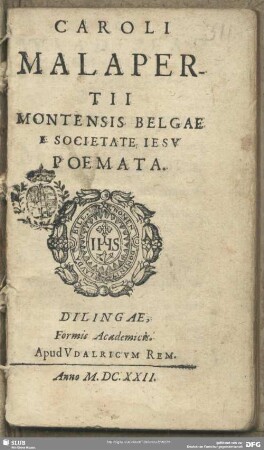 Caroli Malapertii Montensis Belgae E Societate Iesv Poemata