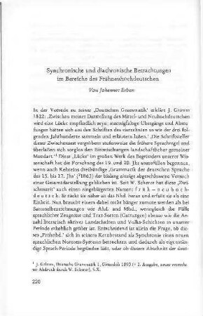 Synchronische und diachronische Betrachtungen im Bereich des Frühhochdeutschen