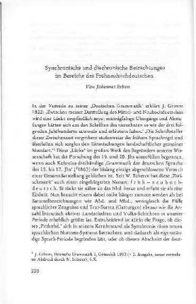Synchronische und diachronische Betrachtungen im Bereich des Frühhochdeutschen