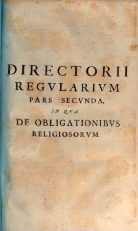 Directorium Regularium tripartitum, 2