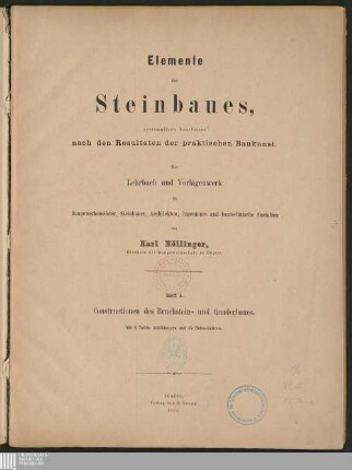 1: Constructionen des Bruchstein- und Quaderbaues