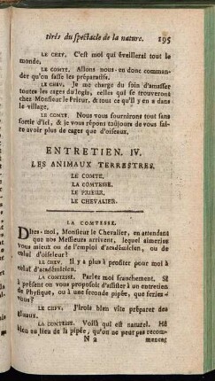 Entretien. IV. Les Animaux Terrestres.