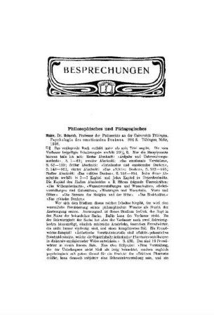 Besprechungen : Philosophisches und Pädagogisches