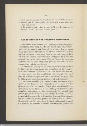 Note sur le service des enquêtes allemandes