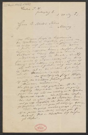 Brief an B. Schott's Söhne : 30.12.1881