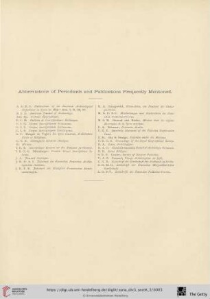 Abbreviations of Periodicals and Publications Frequently Mentioned