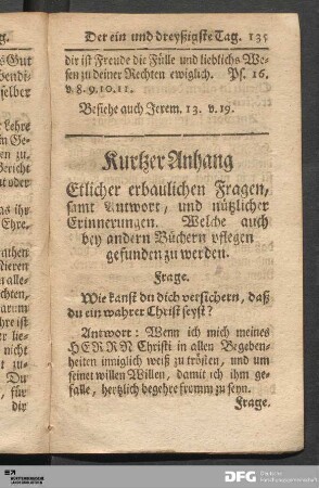 Kurtzer Anhang Etlicher erbaulichen Fragen, samt Antwort, und nützlicher Erinnerungen...