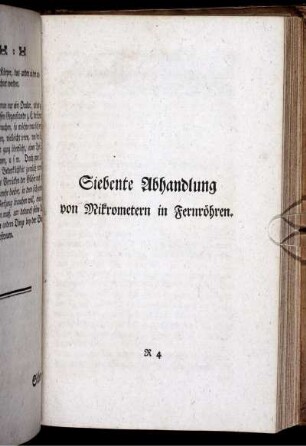 Siebente Abhandlung von Mikrometern in Fernröhren.