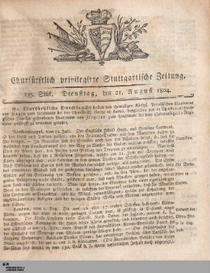 Churfürstlich privilegirte Stuttgartische Zeitung