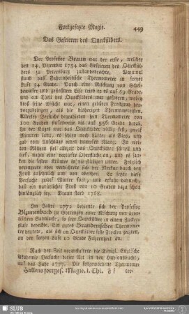 Das Gefrieren des Quecksilbers