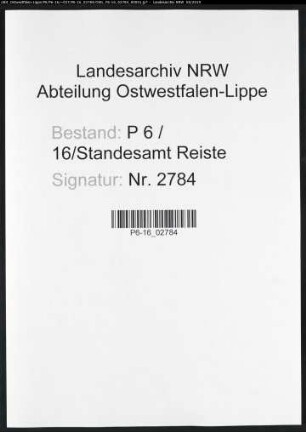 Sterberegister Standesamt Reiste