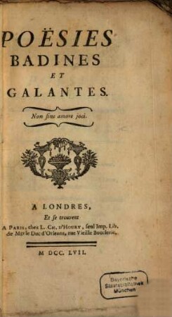 Poësies Badines et galantes