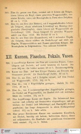 XII. Kannen, Flaschen, Pokale, Vasen (Nr. 322 - 380)