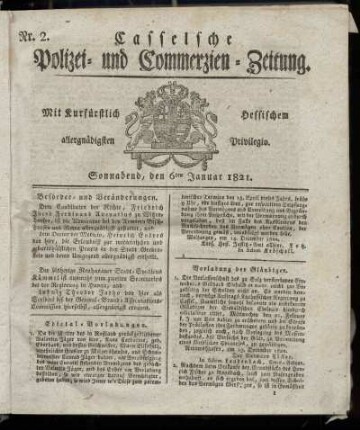 Nr. 2, Sonnabend den 6ten Januar. 1821