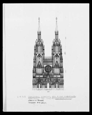 Umzeichnung des Münsters in Straßburg, Fassadenriß B der Westfassade