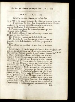 Chapitre III. Des Idées qui nous viennent par un seul Sens