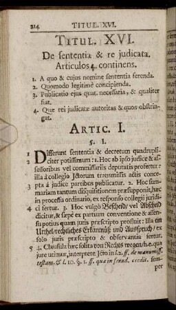 Titul. XVI. De sententia & re judicata.