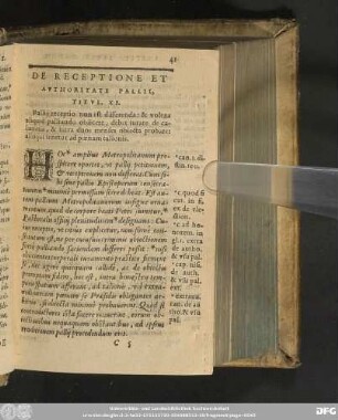 De Receptione Et Authoritate Pallii, Titul. XI.