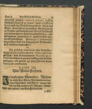 Caput XIII. Von Weibes-Personen.
