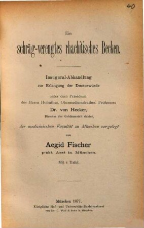 Ein schraeg-verengtes rhachitisches Becken : Inaug. Diss.