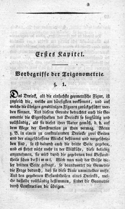 Erstes Kapitel. Vorbegriffe der Trigonometrie.