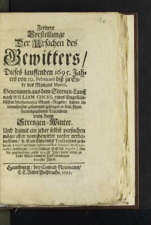 Fernere Vorstellunge Der Ursachen des Gewitters/ ...