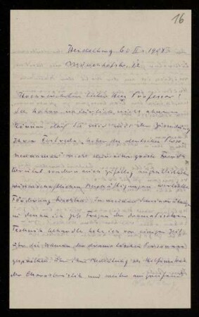 Nr. 16: Brief von Max von Waldberg an Edward Schröder, Heidelberg, 6.2.1908