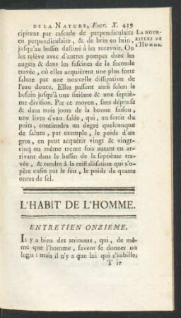 Entretien onzieme. L'habit de l'homme.