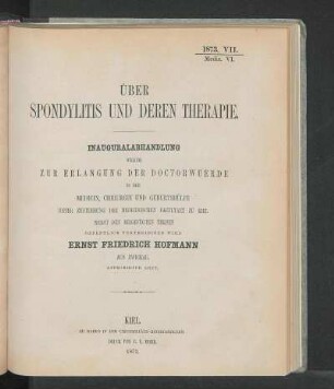 Über Spondylitis Und Deren Therapie.