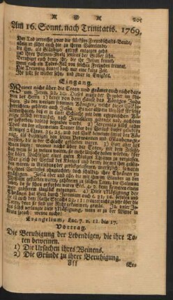 Am 16. Sonnt. nach Trinitatis. 1769
