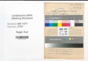 Entnazifizierung Kurt Nagel , geb. 12.06.1919 (Polizist)