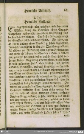 §. 14. Heimliche Anklagen