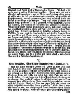 V. Von demselben. Ebenezer in Georgien den 25. Octob. 1753