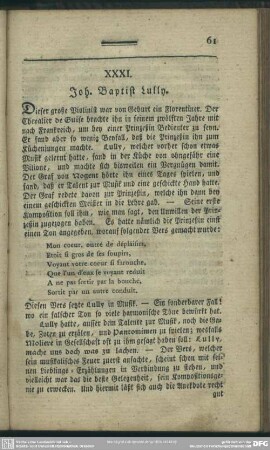 XXXI. Joh. Baptist Lully