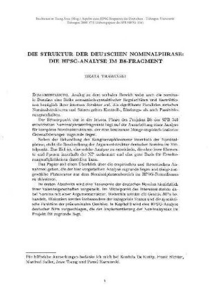 Die Struktur der deutschen Nominalphrase: Die HPSG-Analyse im B8-Fragment