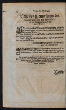 Reise des Kemmerlings der Königin Candaces aus Morenlandt/ der von Philippo ist getaufft worden/ Actor. 8.