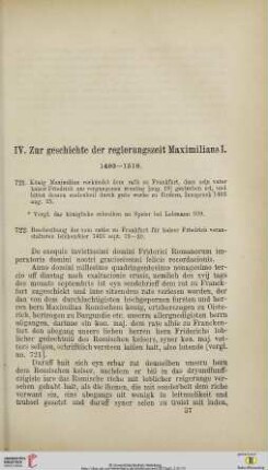 Zur Geschichte der Regierungszeit Maximilians I. 1493 bis 1519